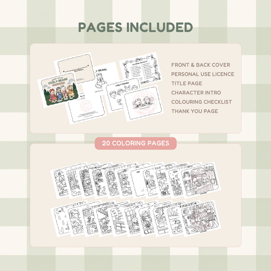 (NEW) DIGITAL COLORING BOOK • THE SECRET LIFE OF COZLY BEARS • More Cozy Adventures
